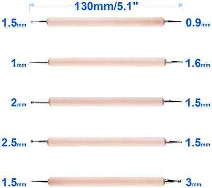 Assorted colorful acrylic and wooden handles of nail tools