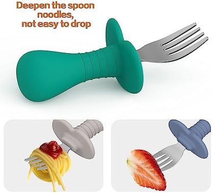 Safety demonstration of anti-choke guard on baby fork