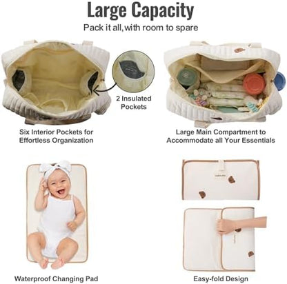 Gobabymart baby bag set with matching pacifier case accessory