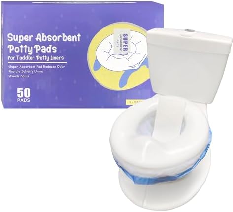 Cuxfls potty pads being used in a portable toddler toilet