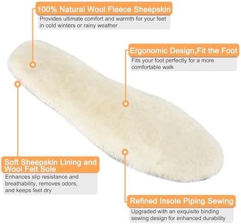riemot 15mm thick Australian wool boot inserts for winter warmth