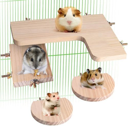 Chinchilla Cage Accessories Hamster Accessories, Chinchilla Toys Wood Platform Dwarf Hamster Cage Board, Chinchilla Cage Sturdy Standing and Jumping Wooden Board for Parrot Cage Rat Cage (Board) - Image 2