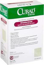 Curad non sticking petrolatum emulsion wound dressing three by three inches pack