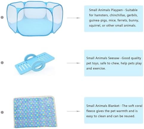 Hamster Playpen Guinea Pig Playpen Bunny Breathable & Transparent Playpen with Mat for Chinchilla Hedgehog Rat Foldable and Easy to Carry - Image 7