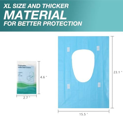 Individually wrapped travel hygiene mats displayed in a fifty pack product packaging.