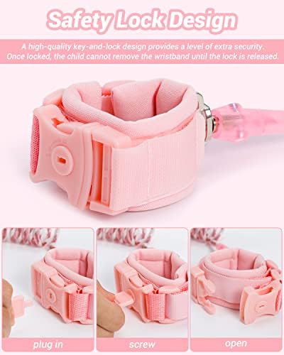 Toddler wearing reflective safety wristband for outdoor travel