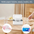 Two piece baby wipe dispenser set on changing table