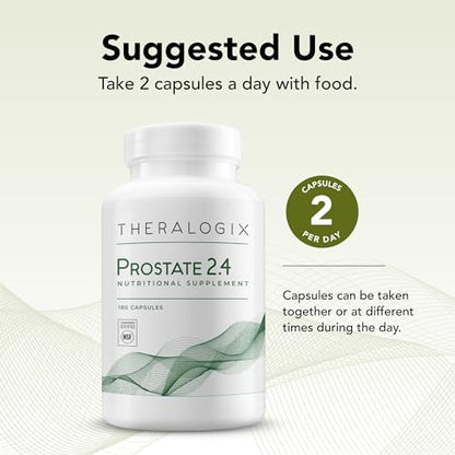 Theralogix Prostate 2.4 ninety day supply bottle highlighting lycopene and vitamin D3