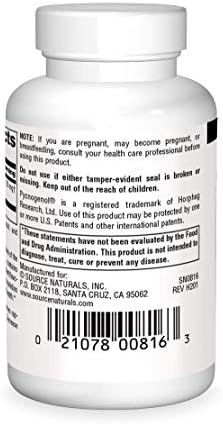 Side angle view of Source Naturals Pycnogenol Proanthocyanidin Complex bottle.