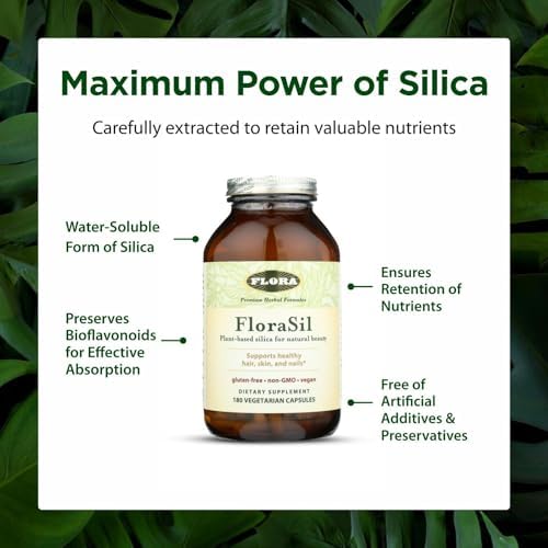 Flora FloraSil vegan collagen formation support supplement bottle tilted angle closeup