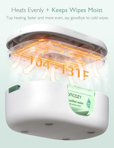 White Momcozy wipe warmer showing internal spring mechanism