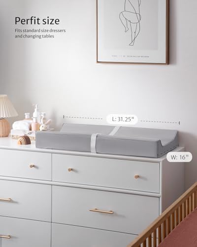 Blissful Diary changing pad placed on a nursery dresser top