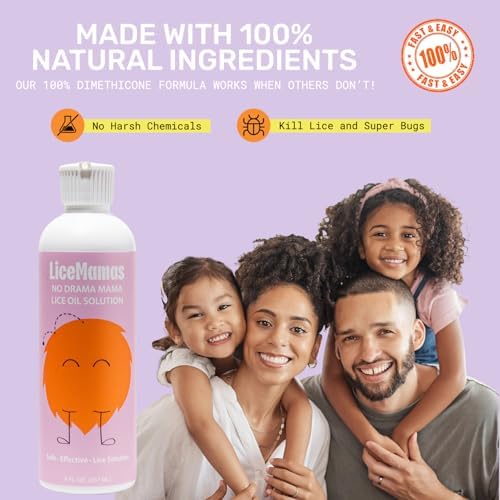 Clear dimethicone oil texture from Lice Mamas for easy nit combing.