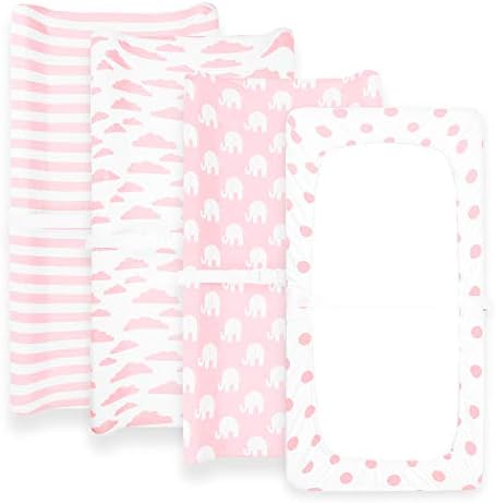 Elasticized back lining view of the BaeBae Goods premium jersey cotton diaper changing pad cover