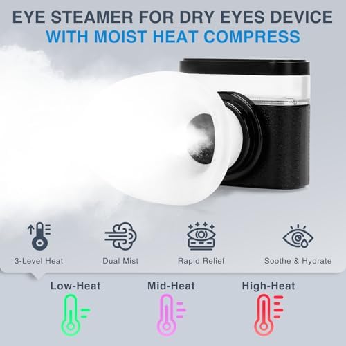 NKQ eye moisturizer device with three level heat settings buttons