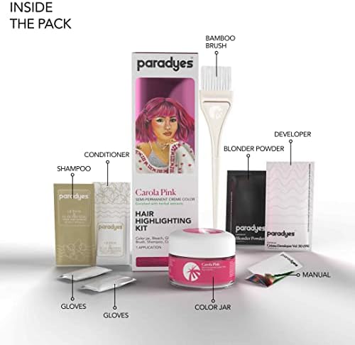 Back of Paradyes hair highlighting kit packaging