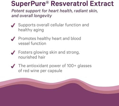 Authentic Pure Synergy SuperPure Resveratrol dietary supplement bottle
