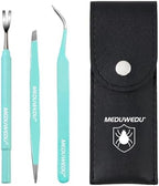 MEDUWEDU Tick Removal Tool Kit for Dogs, Cats & Humans - Stainless Steel Tick Tweezer, Fork & Dual-Head Clamp with Leather Pouch, Safe & Easy Tick Remover for Pets, Ideal for Grooming & Outdoor Travel - Image 2