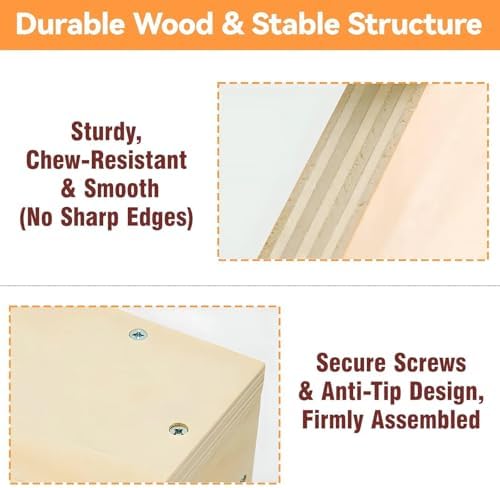 Wooden Rabbit Nesting Box, Small Animal Hutch Hideout, Breeding Shelter & Burrow Den Alternative for Rabbits, Guinea Pigs, Chinchillas or Other Small Pets(16x11x11 in) - Image 6