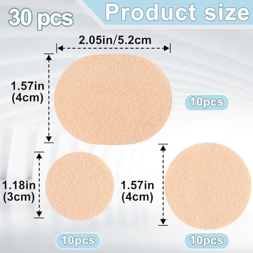 Nude colored self adhesive flannel foot patches in round and oval shapes