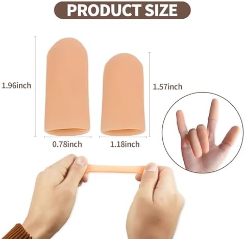 Hypoallergenic gel finger protectors being trimmed with scissors for a custom fit.