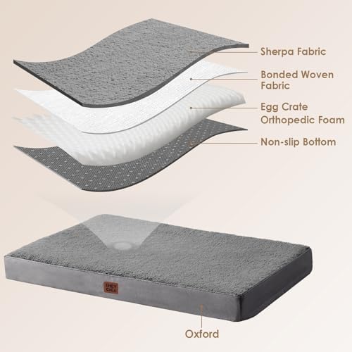 EHEYCIGA Orthopedic XL Dog Beds for Extra Large Dogs with Removable Washable Cover for Crate, Grey, 41x27 - Image 5