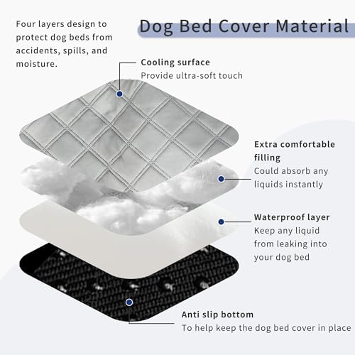 Light blue textured elasticized base cover of the durable dog bed protector