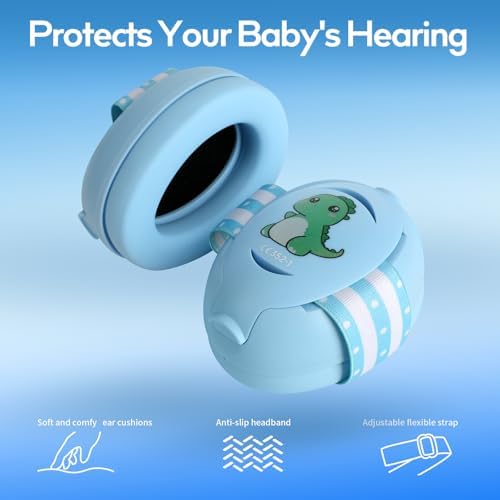 Side view of Floriogra baby earmuffs showing adjustable headband strap