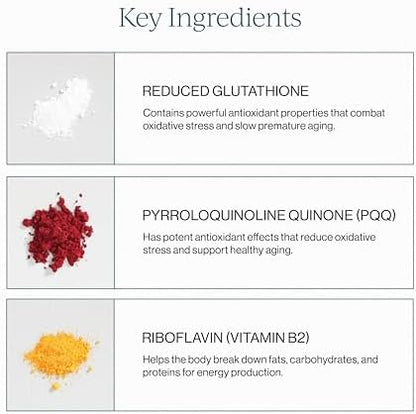 Cymbiotika glutathione packaging showing PQQ and CoQ10