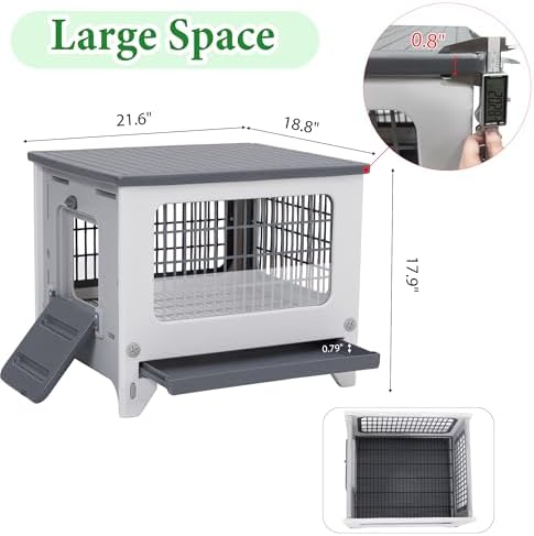 Rabbit Hutch Outdoor Indoor Plastic Waterproof Bunny Cage Enclosure Chew-Proof Rabbit House Guinea Pig Cage Pet House for Small Animals, One Room - Image 7