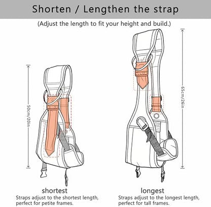 Funito hands-free toddler carrier being adjusted for comfortable travel use.