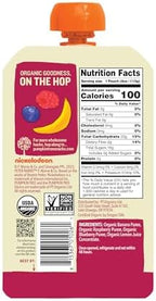 Back side of Peter Rabbit Organics baby food pouch showing ingredients