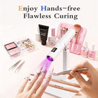 Urban Box handheld UV light curing gel polish on fingers