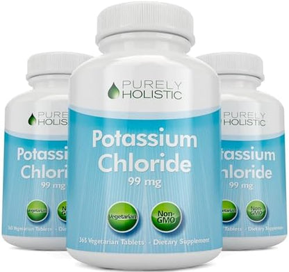 Purely Holistic Potassium Chloride imported USA health supplement bottle showing rapid disintegration tablet feature