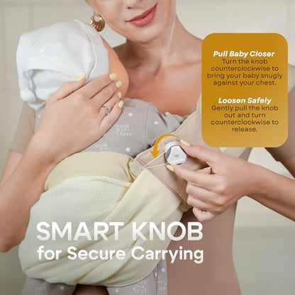 Ergonomic back view of the padded shoulder strap of the BabieBoo carrier showing optimal weight distribution design.