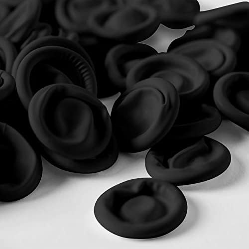 Elastic natural rubber latex finger caps being applied to a fingertip showing comfortable fit
