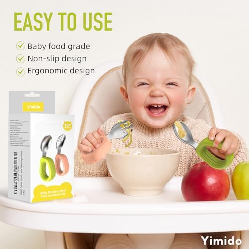 Side profile of Yimido ergonomic baby feeding utensils
