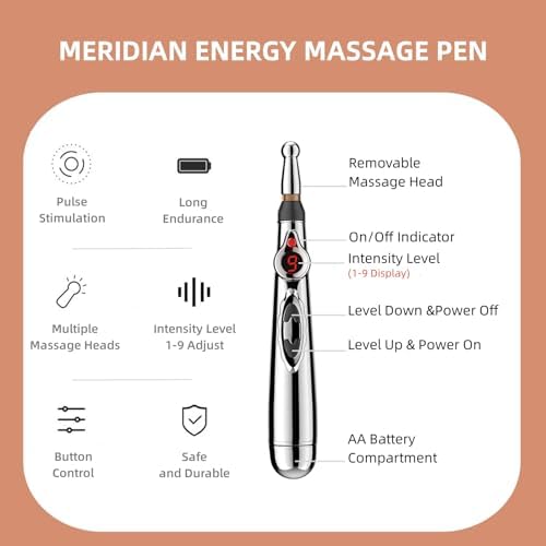 UYGHHK electronic acupuncture pen with three interchangeable therapy heads