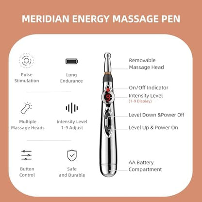 UYGHHK electronic acupuncture pen with three interchangeable therapy heads