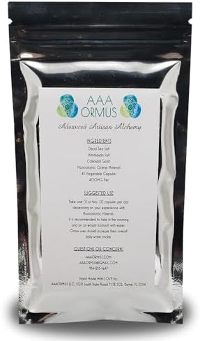 AAA Ormus Gold vegan capsules pouch label detail