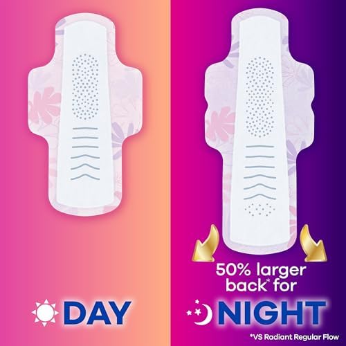 Side view of Always Radiant packaging showing 100 percent leak free protection