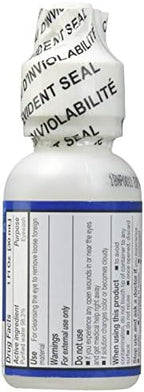 Compact one ounce emergency eye wash bottle with twist off cap for first aid kits