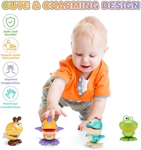 Close up of the non toxic plastic material on a JEMSHE bee wind up toy