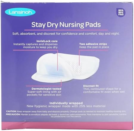 Lansinoh Stay Dry nursing pads stack of 108 count