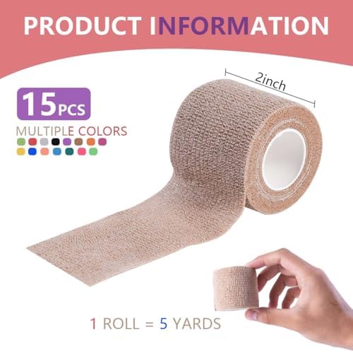 KISEER cohesive wrap rolls showing the breathable porous non woven fabric texture close up.