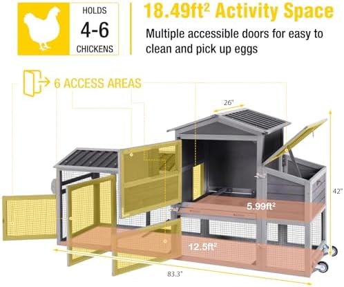 Aivituvin mobile animal hutch interior living space and wire mesh