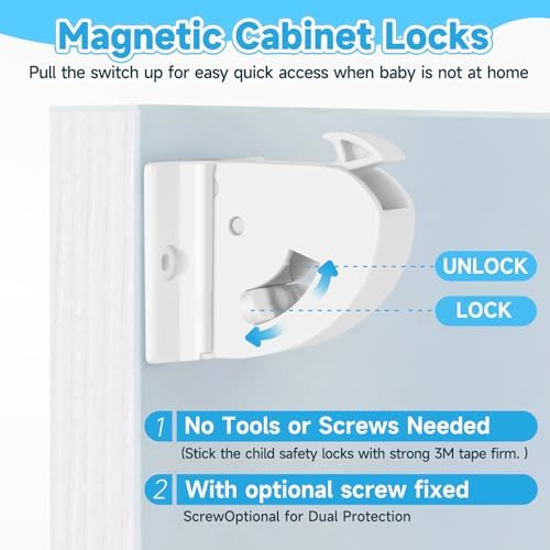 Diagram showing 2 inch magnetic range for child safety locks