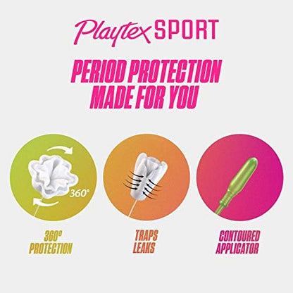 Playtex Sport 360 degree leak defense technology illustration for high intensity movement.