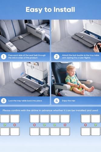 EkoVibe portable travel bed for kids demonstrating how it bridges the gap between airplane seats.