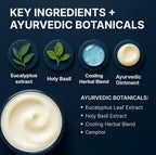 CANNABIOLOGY Ayurvedic Ointment 1.7 Ounce container showing texture and botanical cooling formula details.